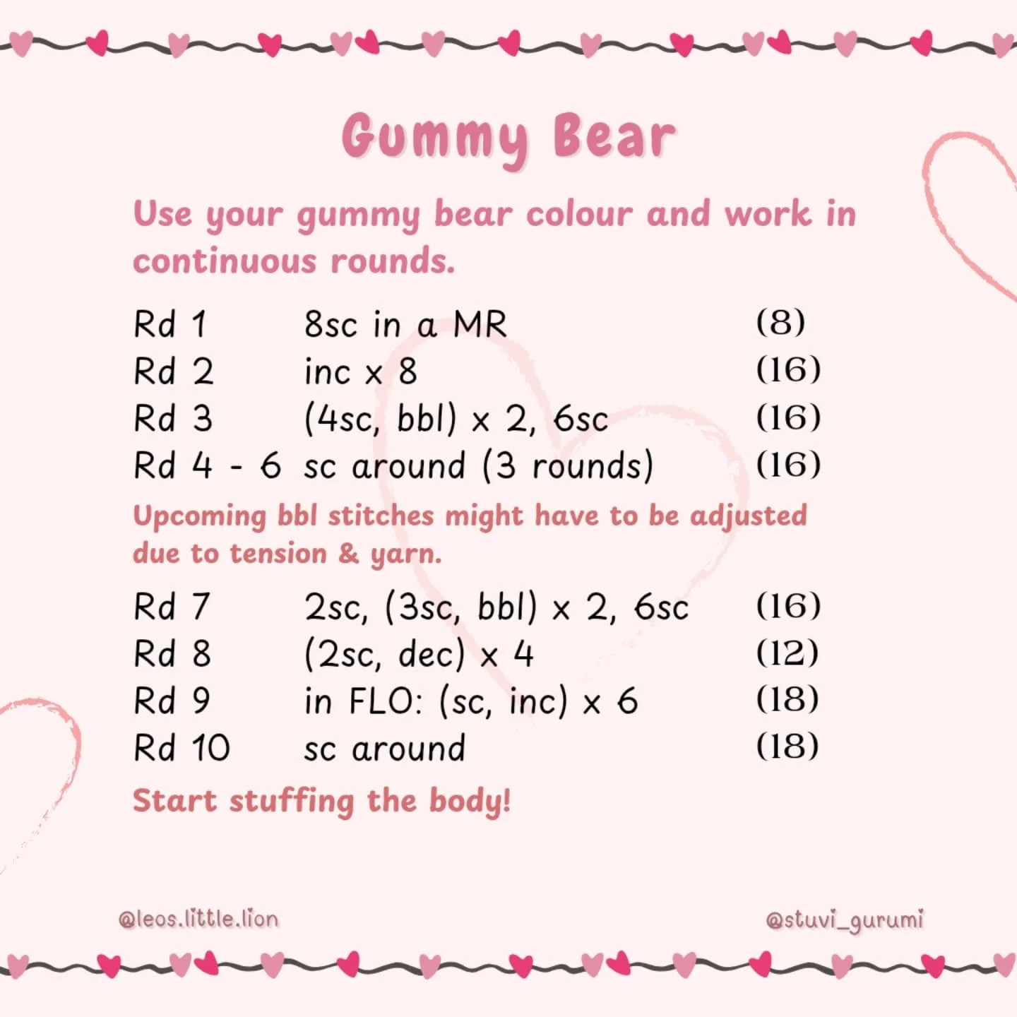 Valentine's Day Gummy Bear Crochet Pattern with Heart