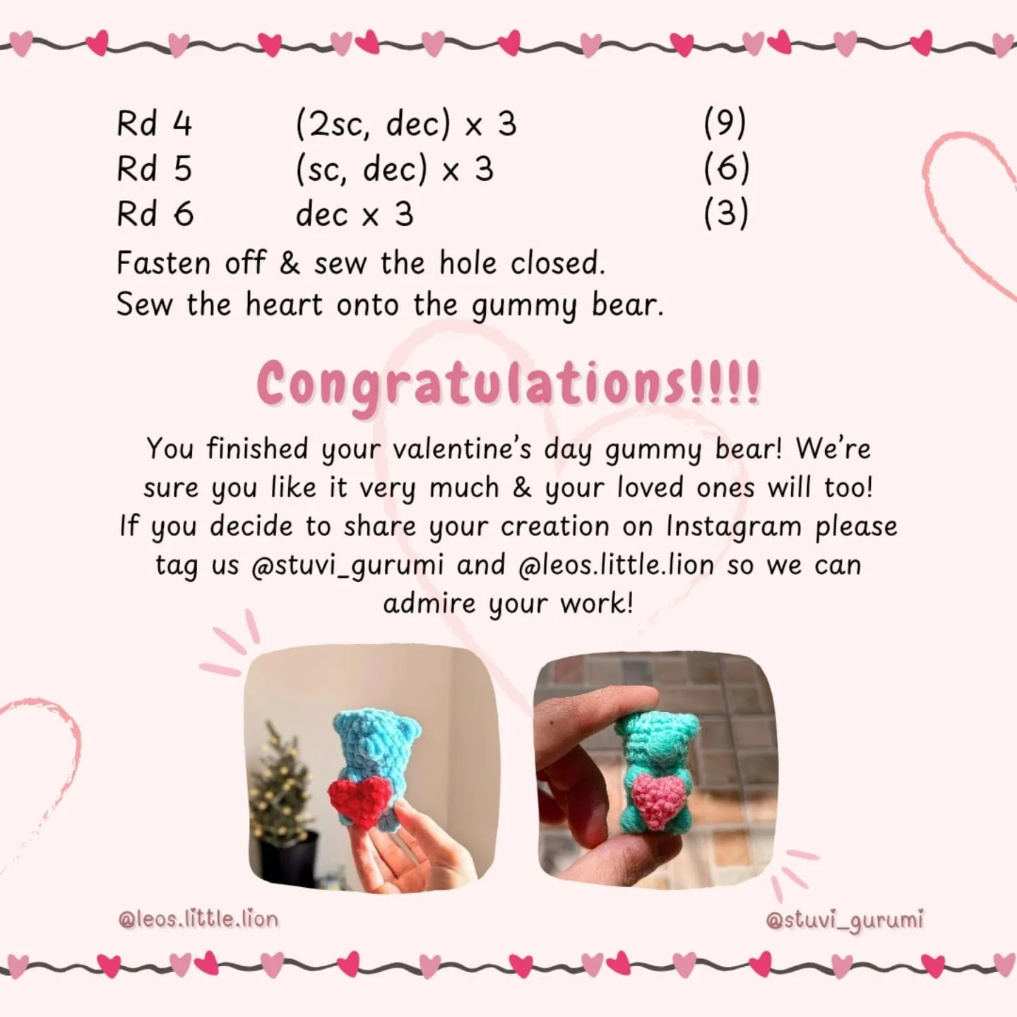 Valentine's Day Gummy Bear Crochet Pattern with Heart