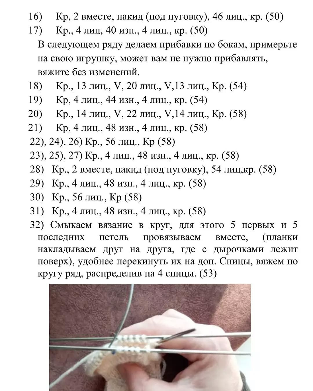 Вязаный зайка в розовом платье с описанием схемы
