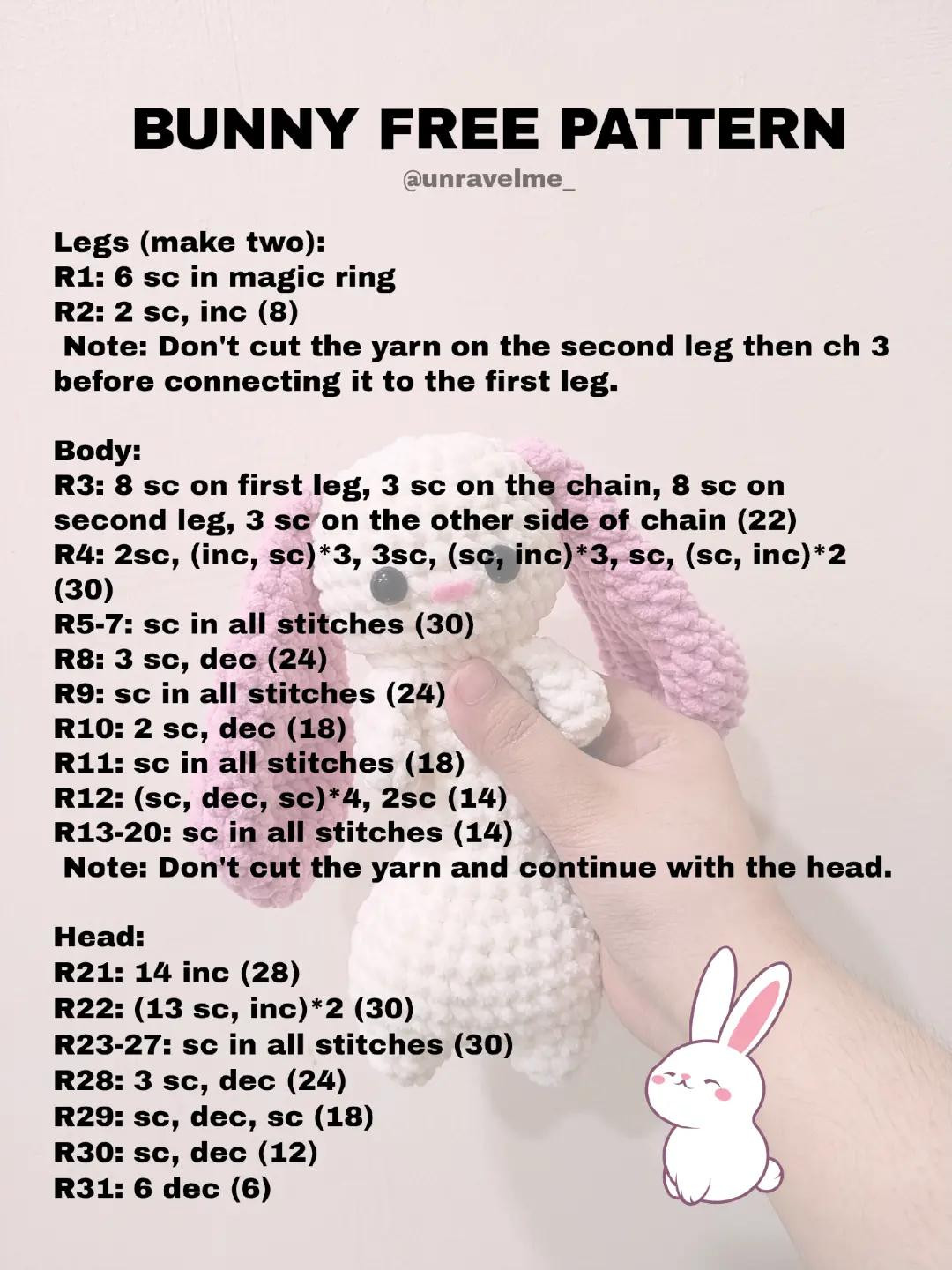 Adorable Crochet Bunny Free Pattern for Beginners bunny