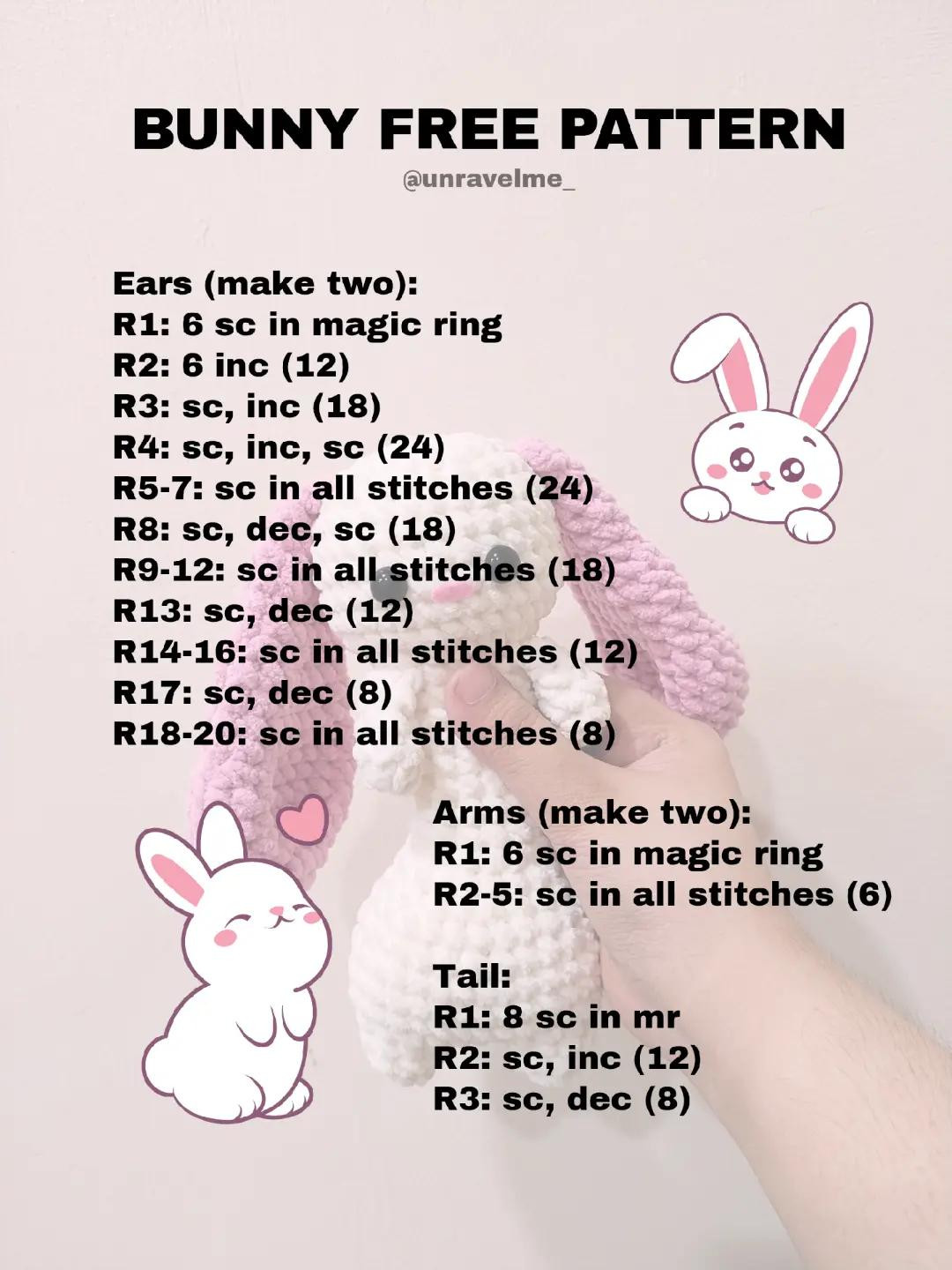 Adorable Crochet Bunny Free Pattern for Beginners bunny