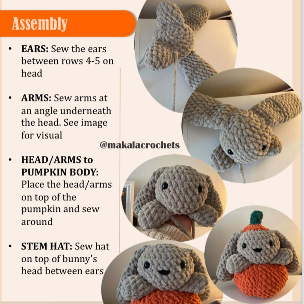 Adorable Crochet Bunny in Pumpkin Costume Free Pattern