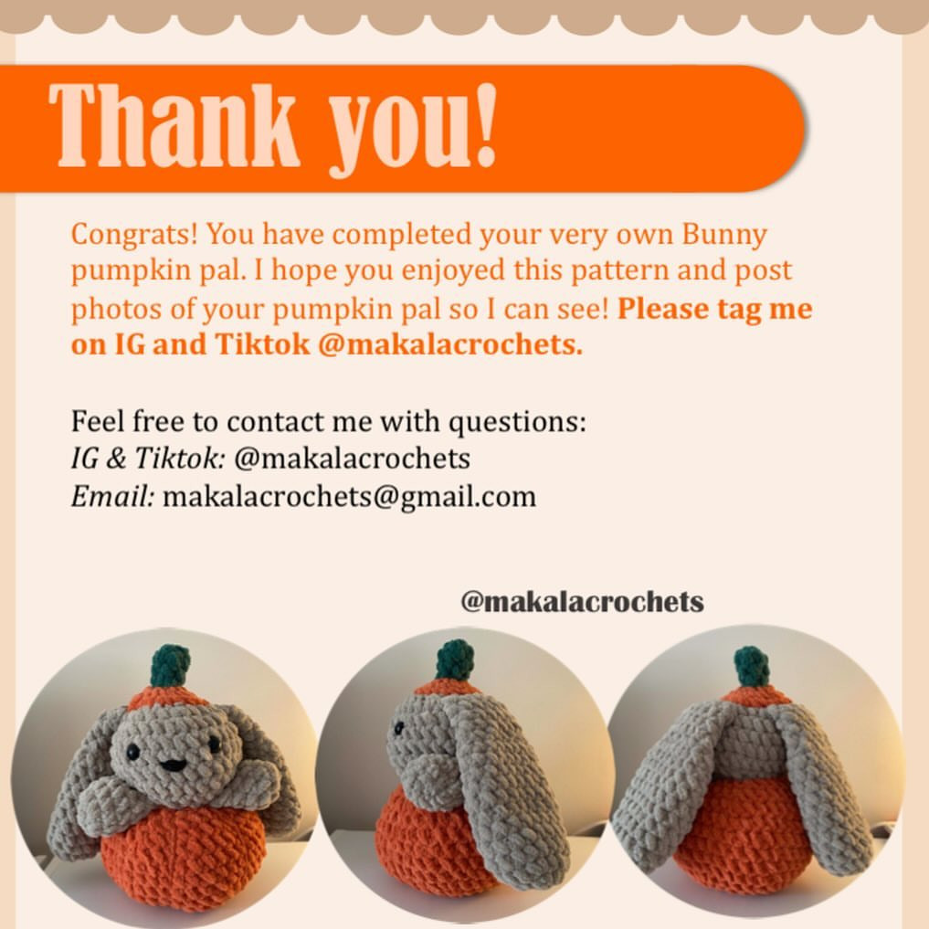 Adorable Crochet Bunny in Pumpkin Costume Free Pattern