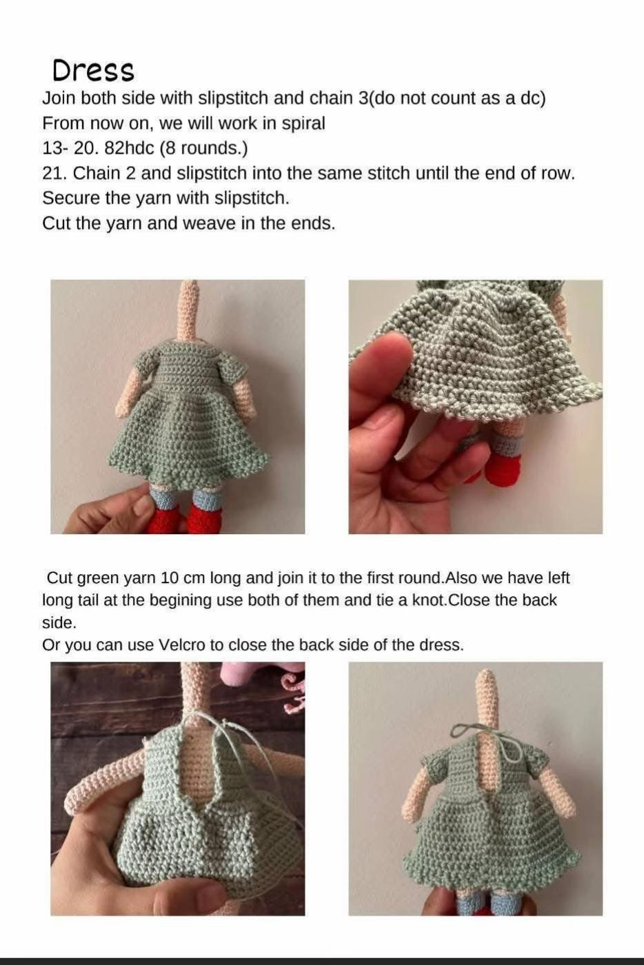 Adorable Crochet Doll with Red Bow and Pink Dress
