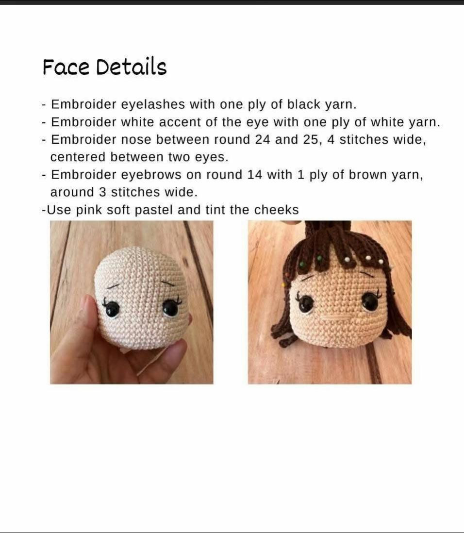 Adorable Crochet Doll with Red Bow and Pink Dress