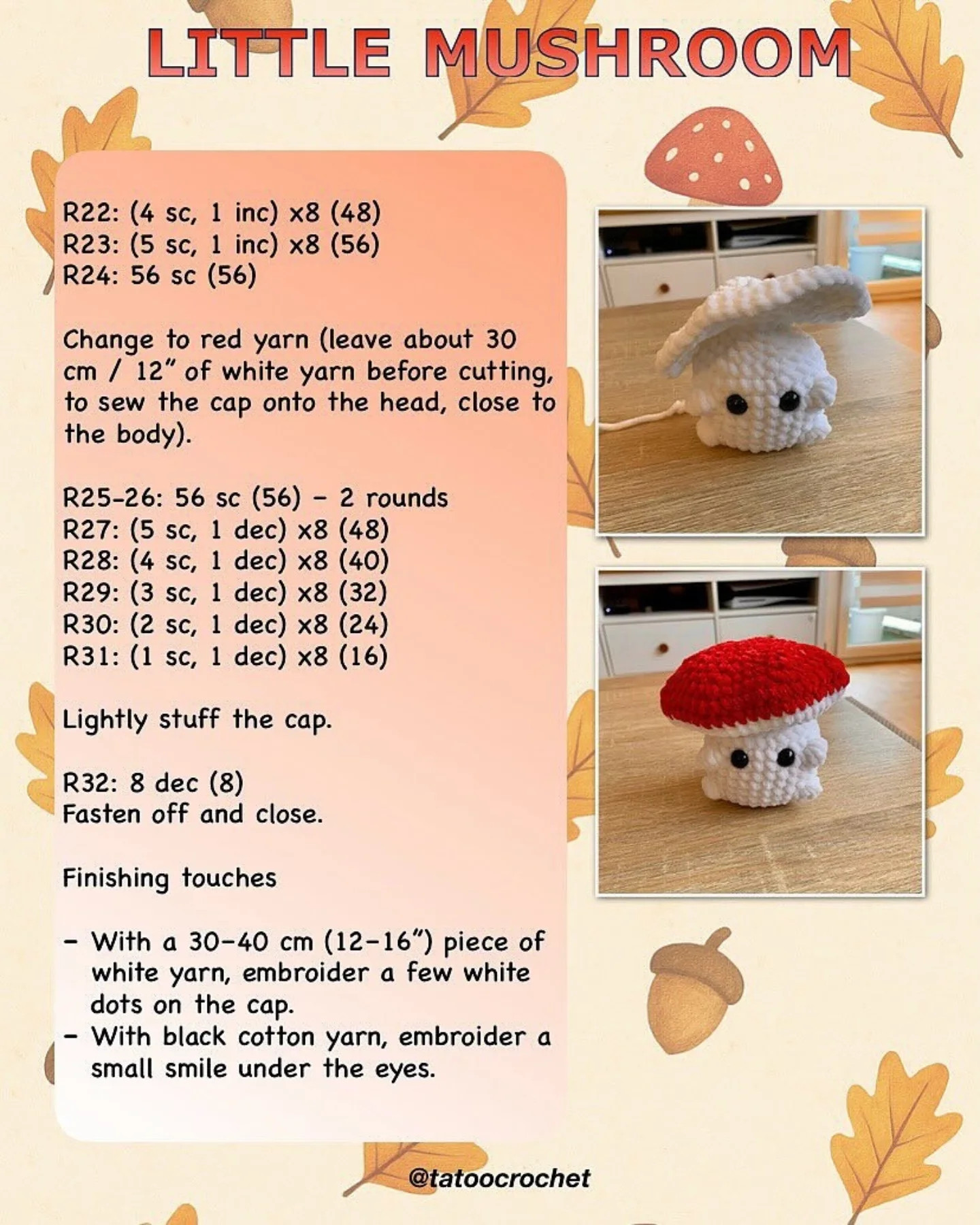 Adorable Little Mushroom Crochet Pattern - DIY Craft Project