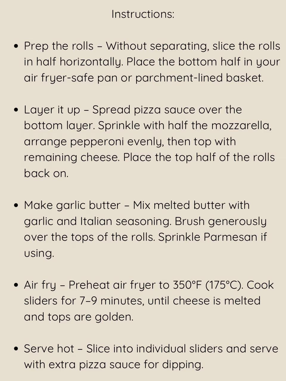 Air Fryer Pepperoni Pizza Sliders