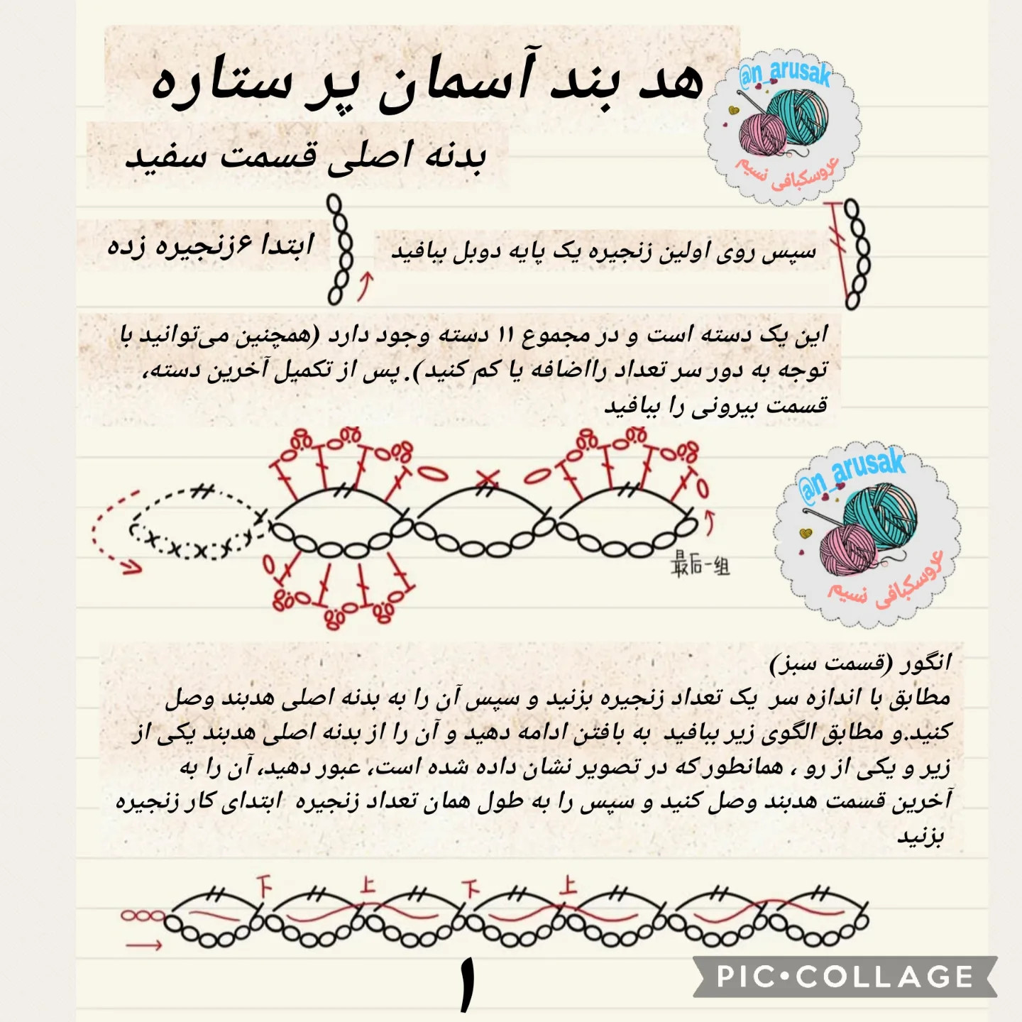الگوی بافتنی دستبند گلدار با نخ تابستانی