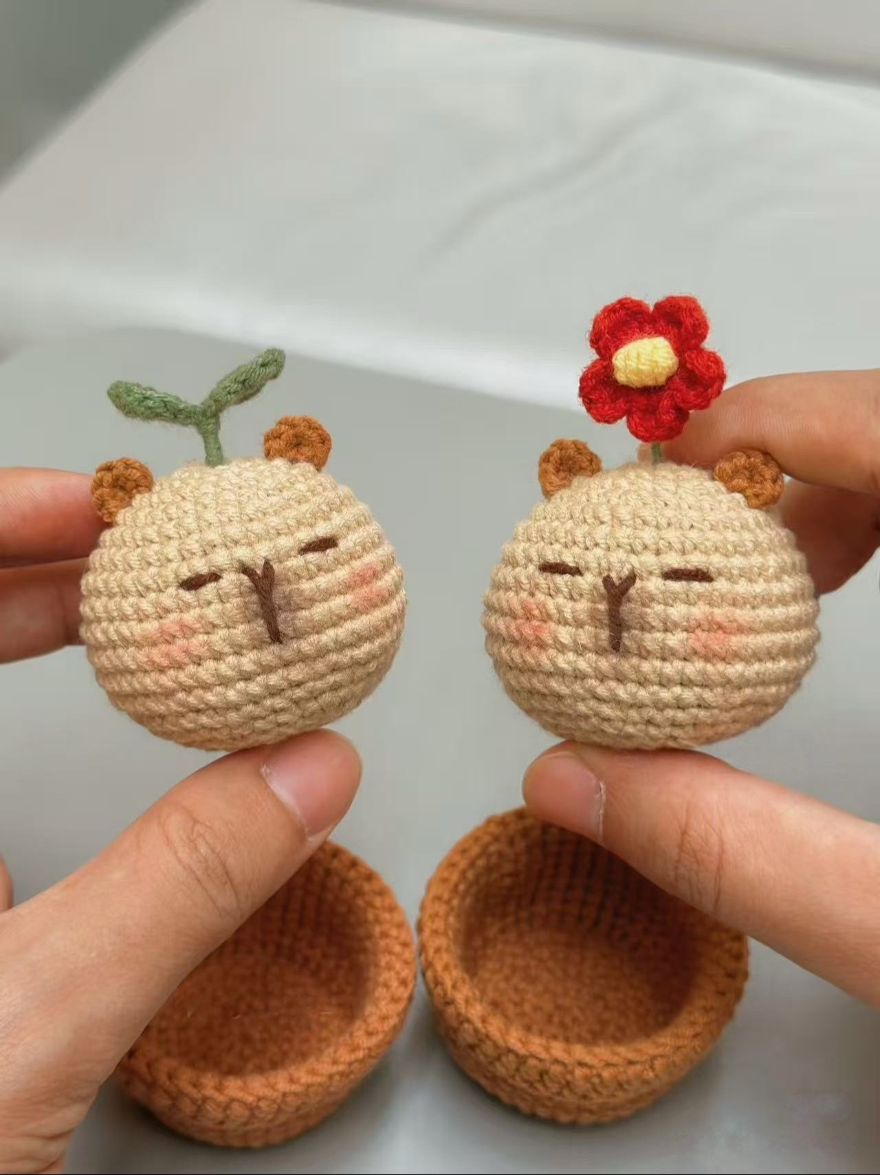 Amigurumi de Ursinhos em Vasos com Flores Bonitas