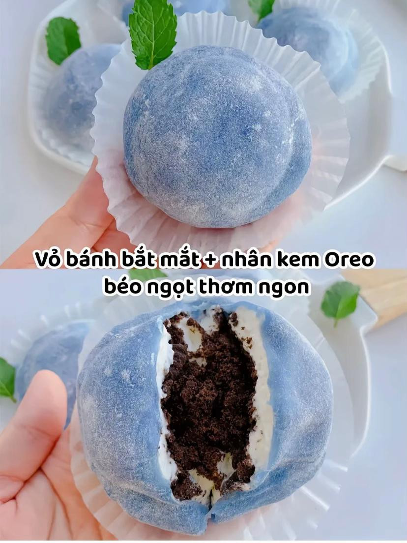 bánh mochi đậu biếc nhân kem oreo siêu thơm ngon