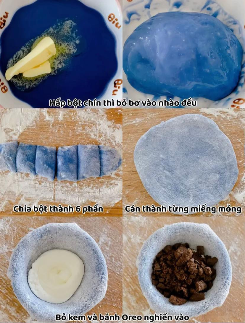bánh mochi đậu biếc nhân kem oreo siêu thơm ngon