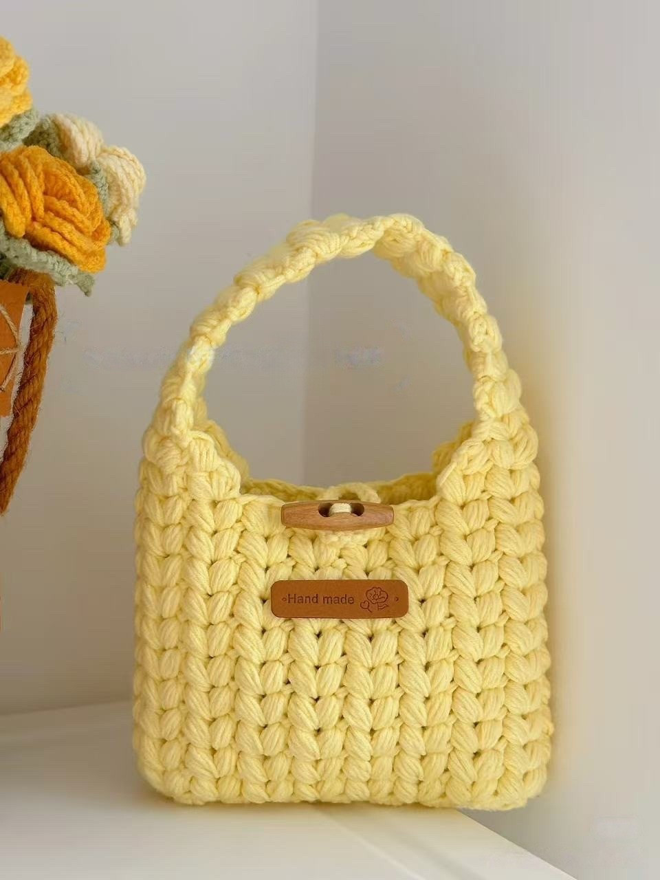 Bolsa de crochê amarela fácil e prática de fazer