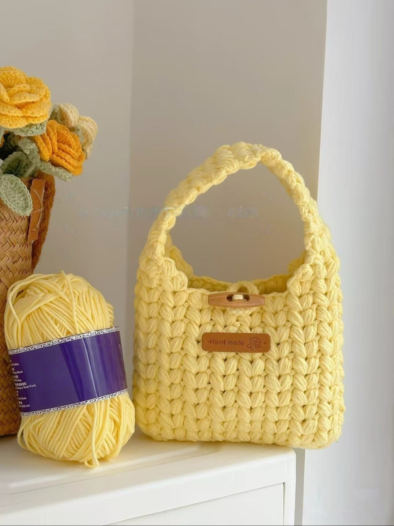 Bolsa de crochê amarela fácil e prática de fazer