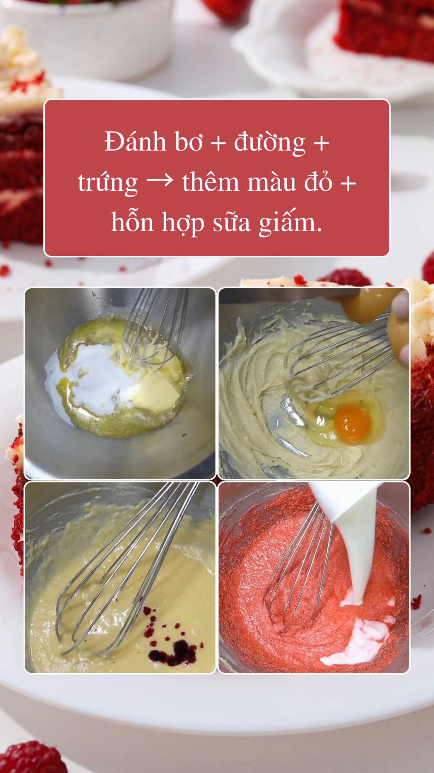 Cách làm bánh bông lan red velvet