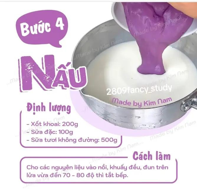 Cách làm sữa chua mix khoai lang tím