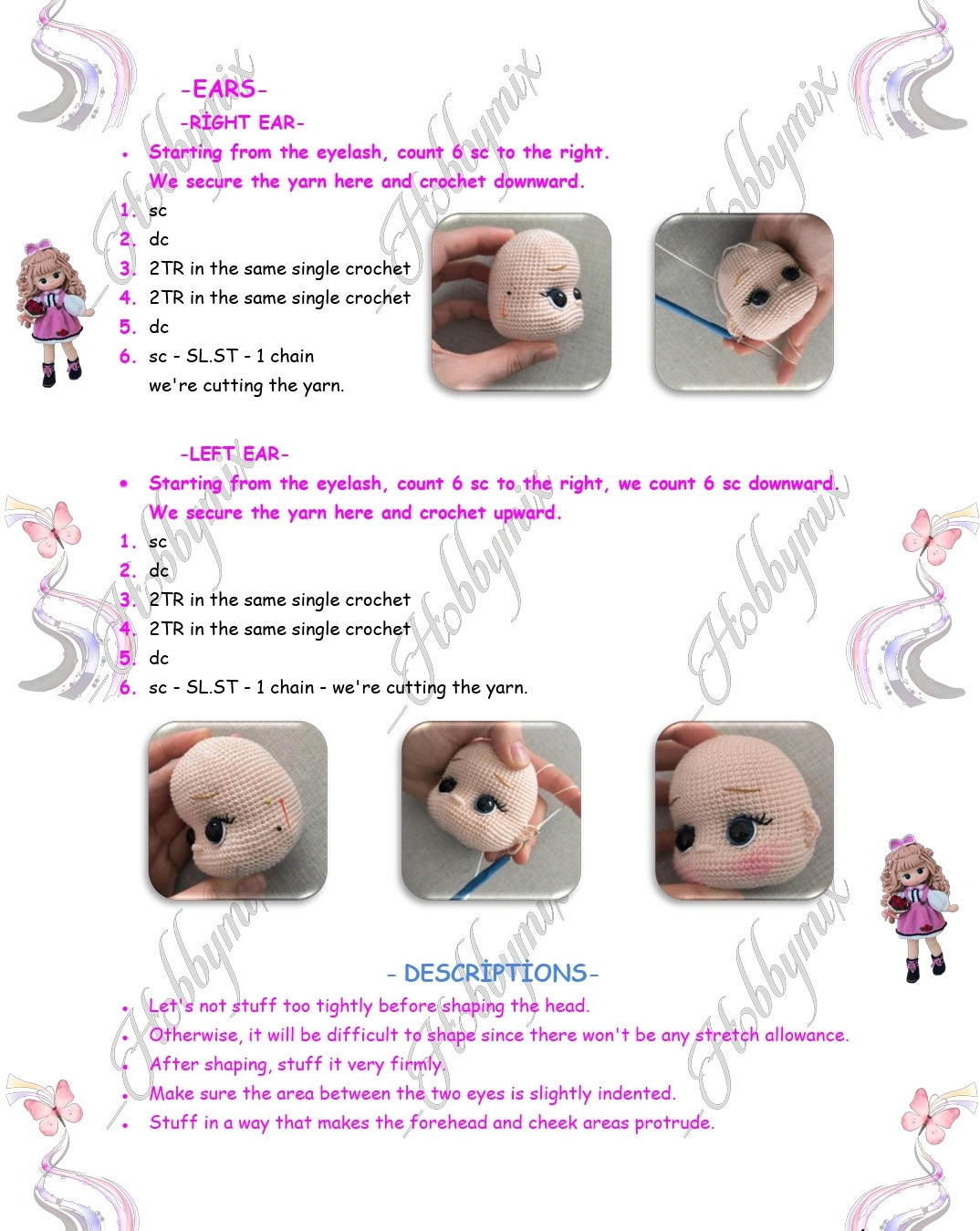 Charming Crochet Doll Pattern with Pink Dress and Flowers