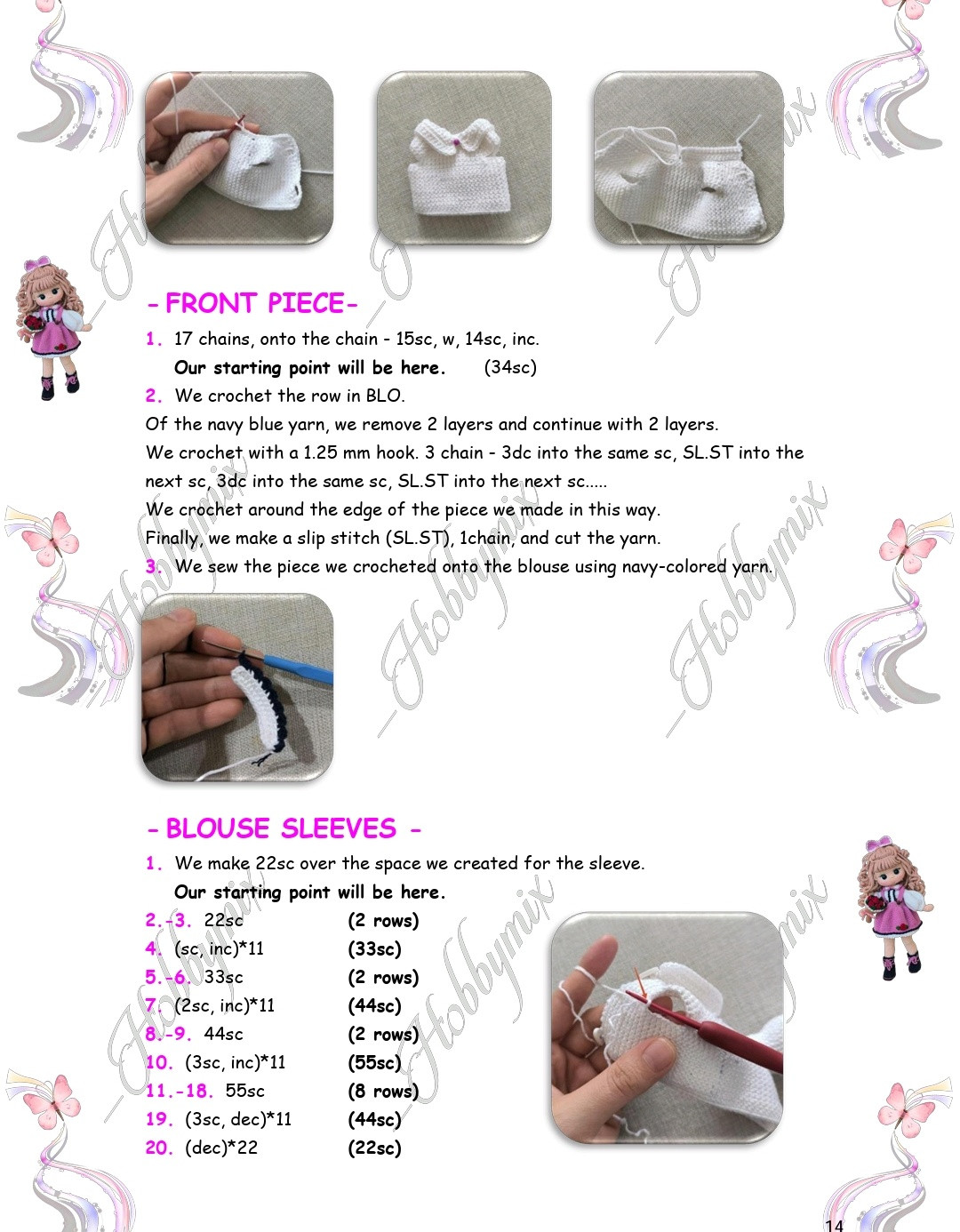 Charming Crochet Doll Pattern with Pink Dress and Flowers
