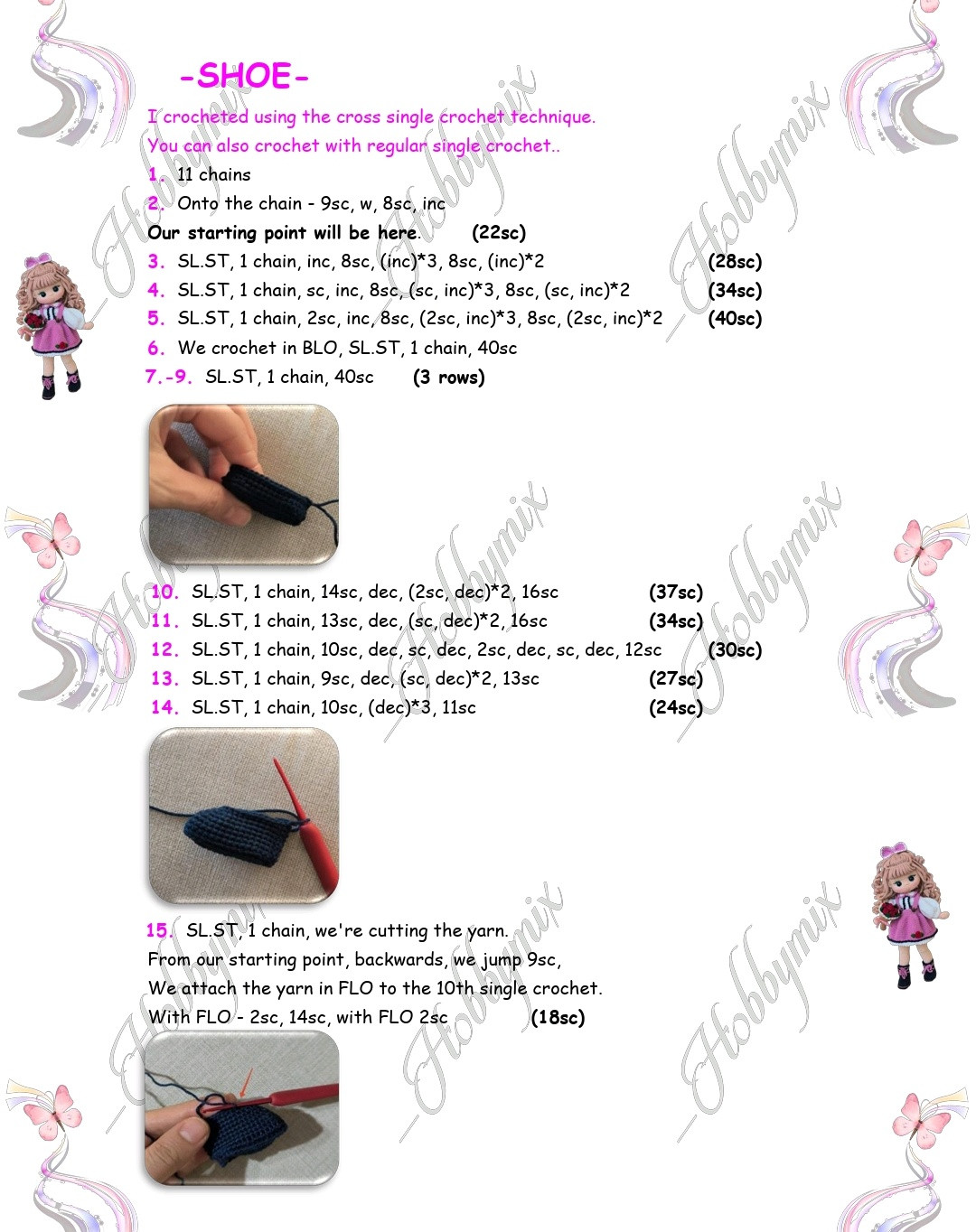 Charming Crochet Doll Pattern with Pink Dress and Flowers