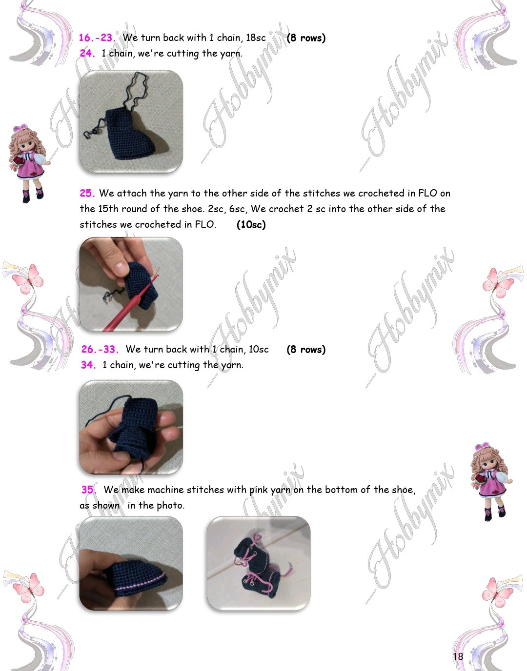 Charming Crochet Doll Pattern with Pink Dress and Flowers
