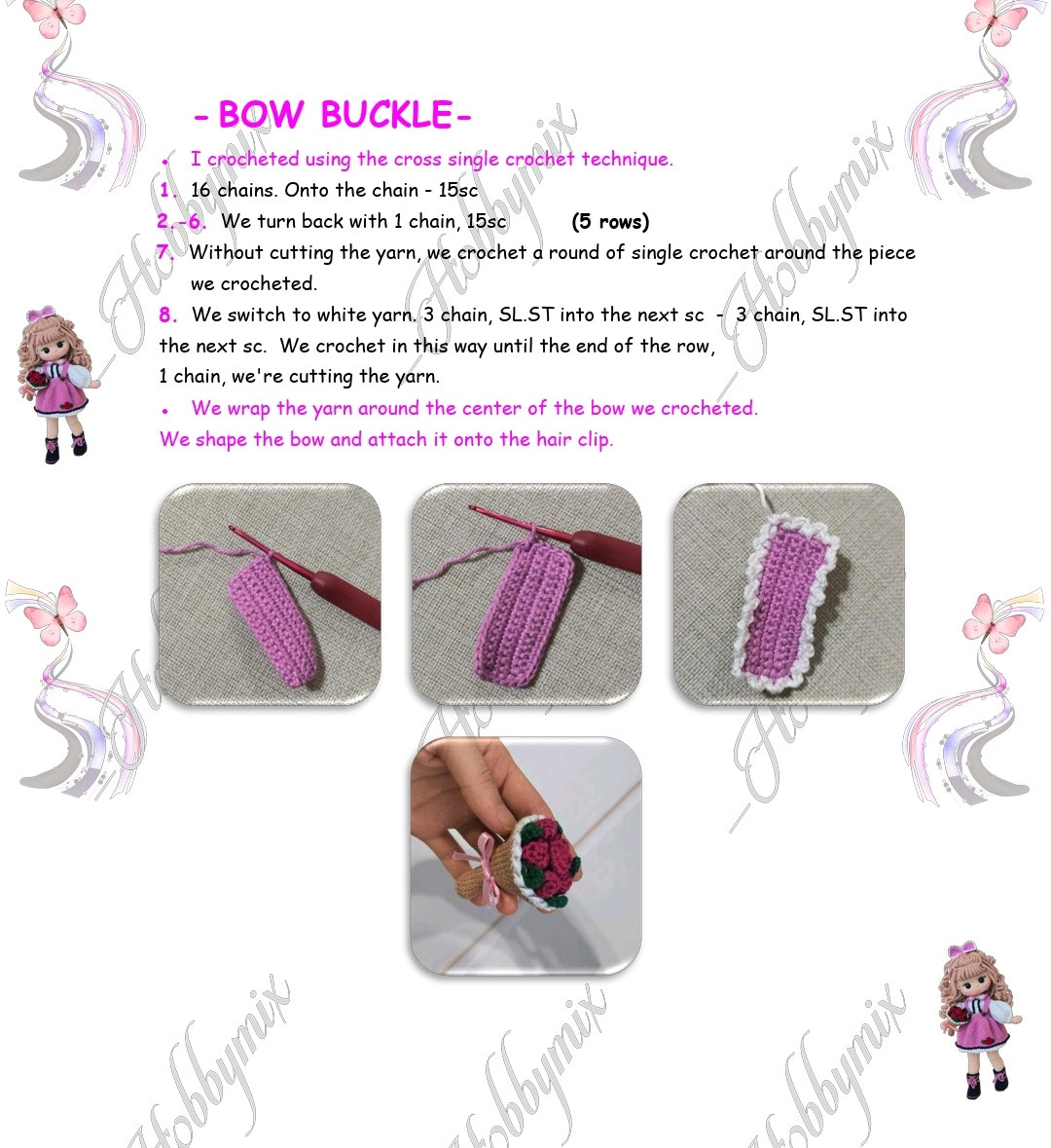 Charming Crochet Doll Pattern with Pink Dress and Flowers
