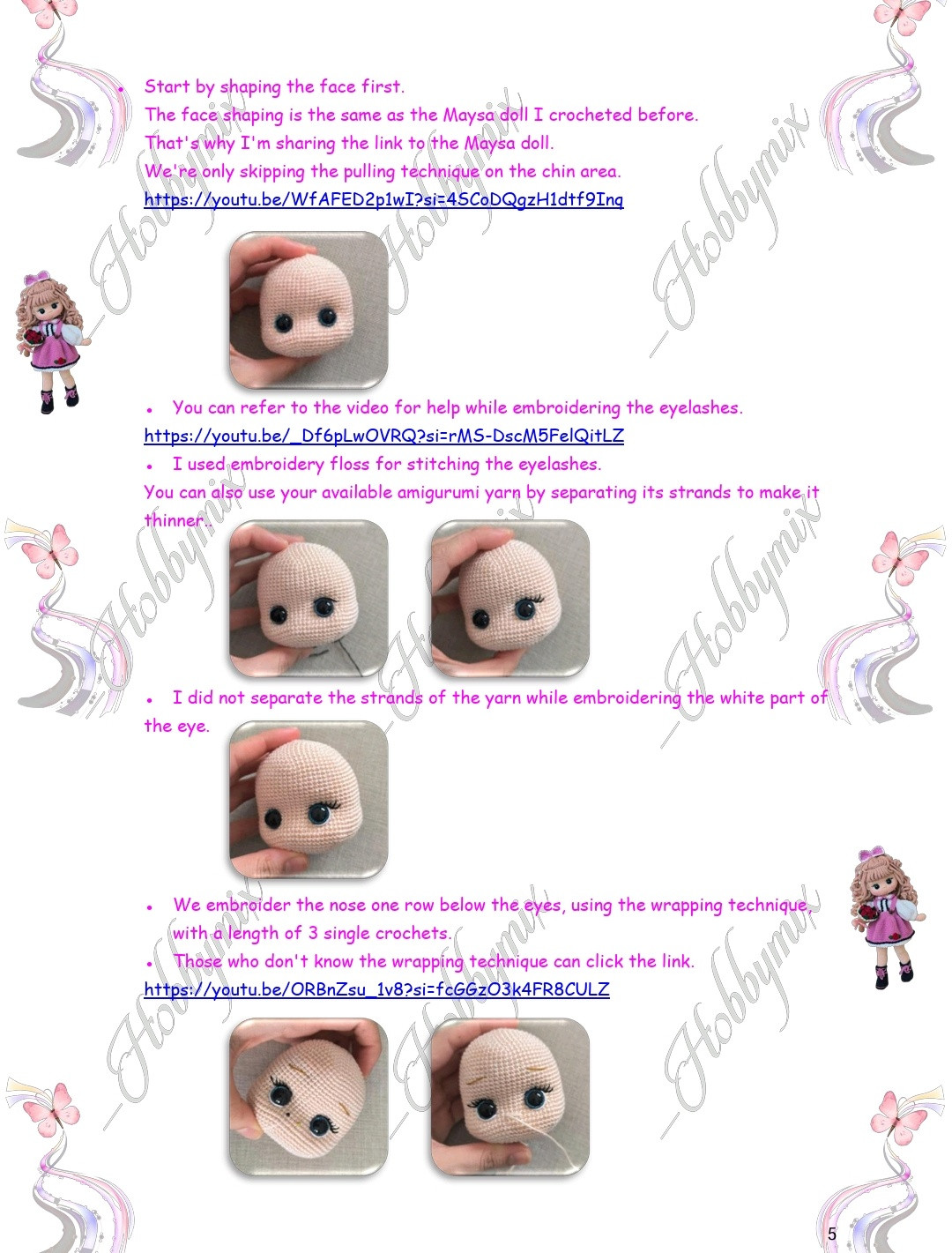 Charming Crochet Doll Pattern with Pink Dress and Flowers