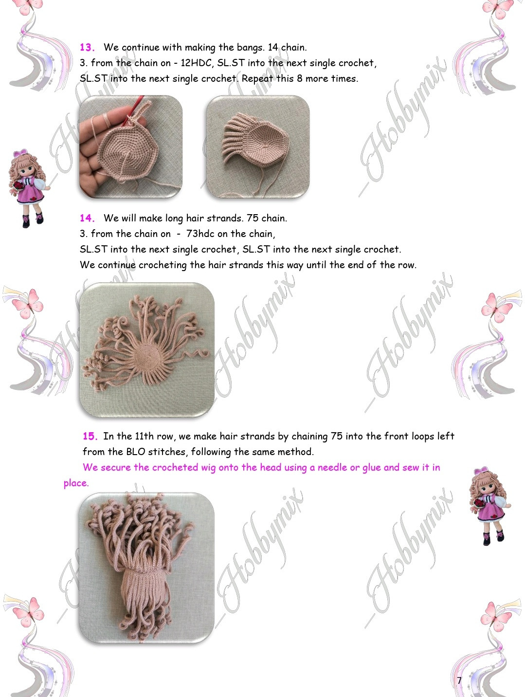 Charming Crochet Doll Pattern with Pink Dress and Flowers