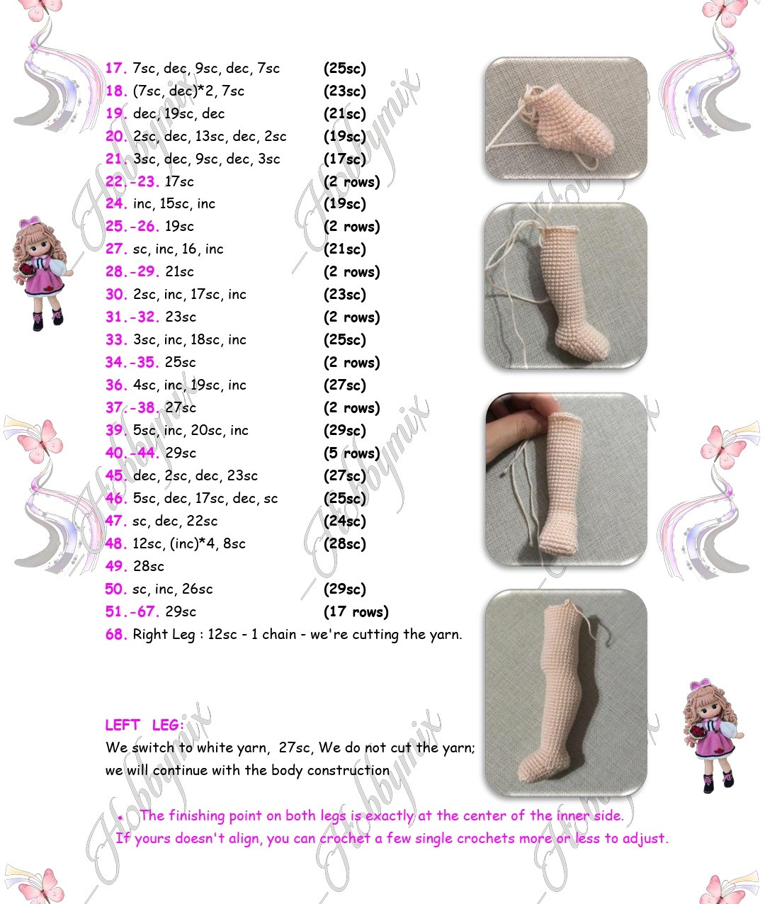 Charming Crochet Doll Pattern with Pink Dress and Flowers