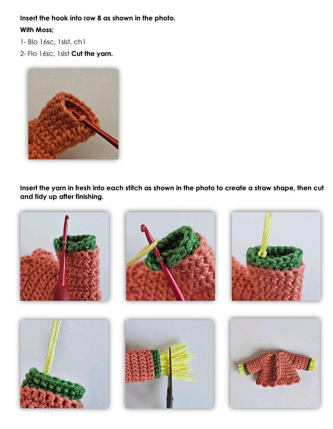 Charming Crochet Scarecrow Doll with Cute Details and Accessories