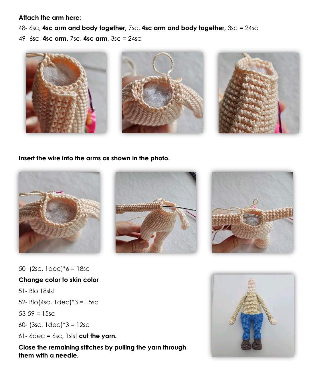 Charming Crochet Scarecrow Doll with Cute Details and Accessories