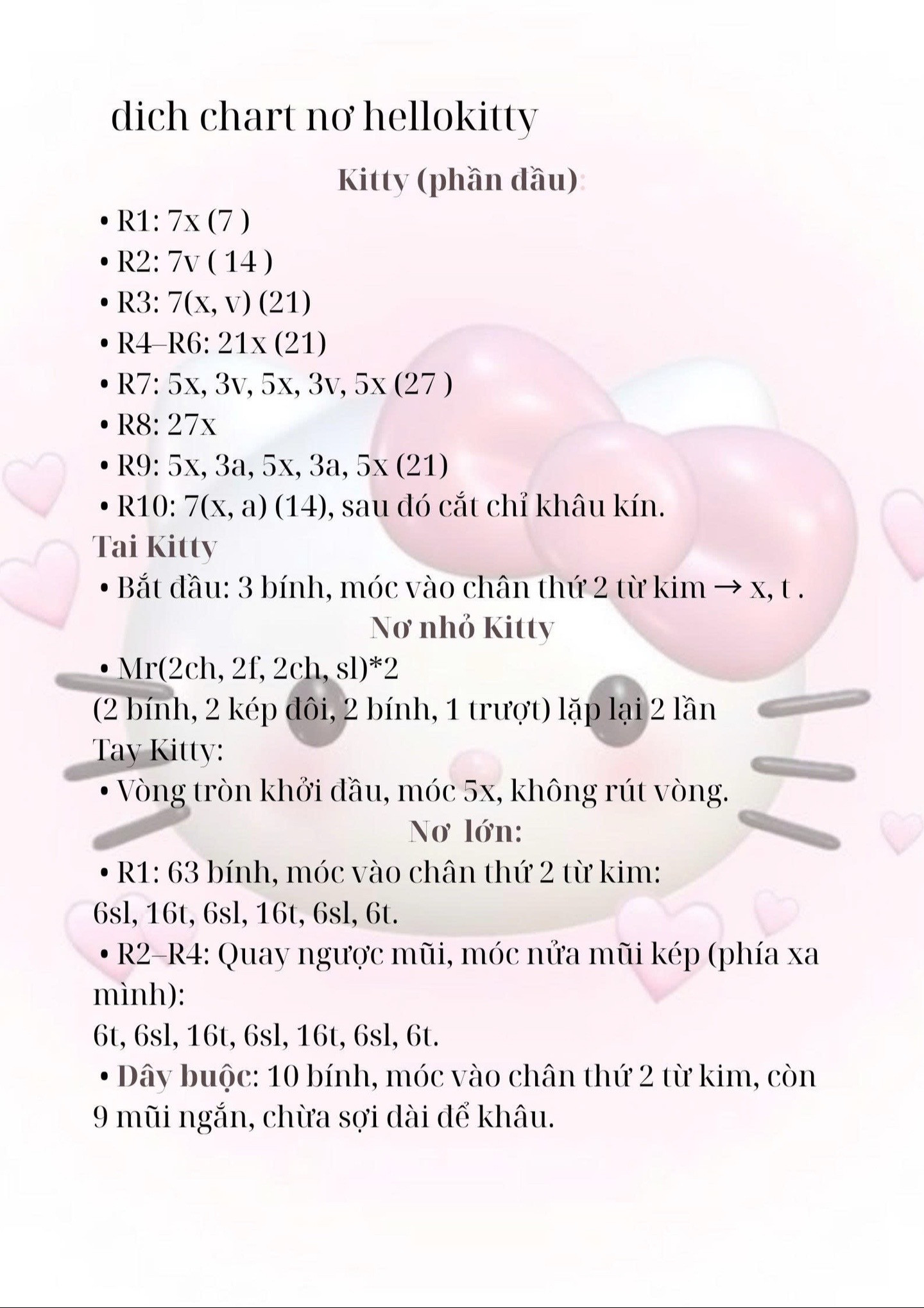 Chart dịch nơ hellokitty