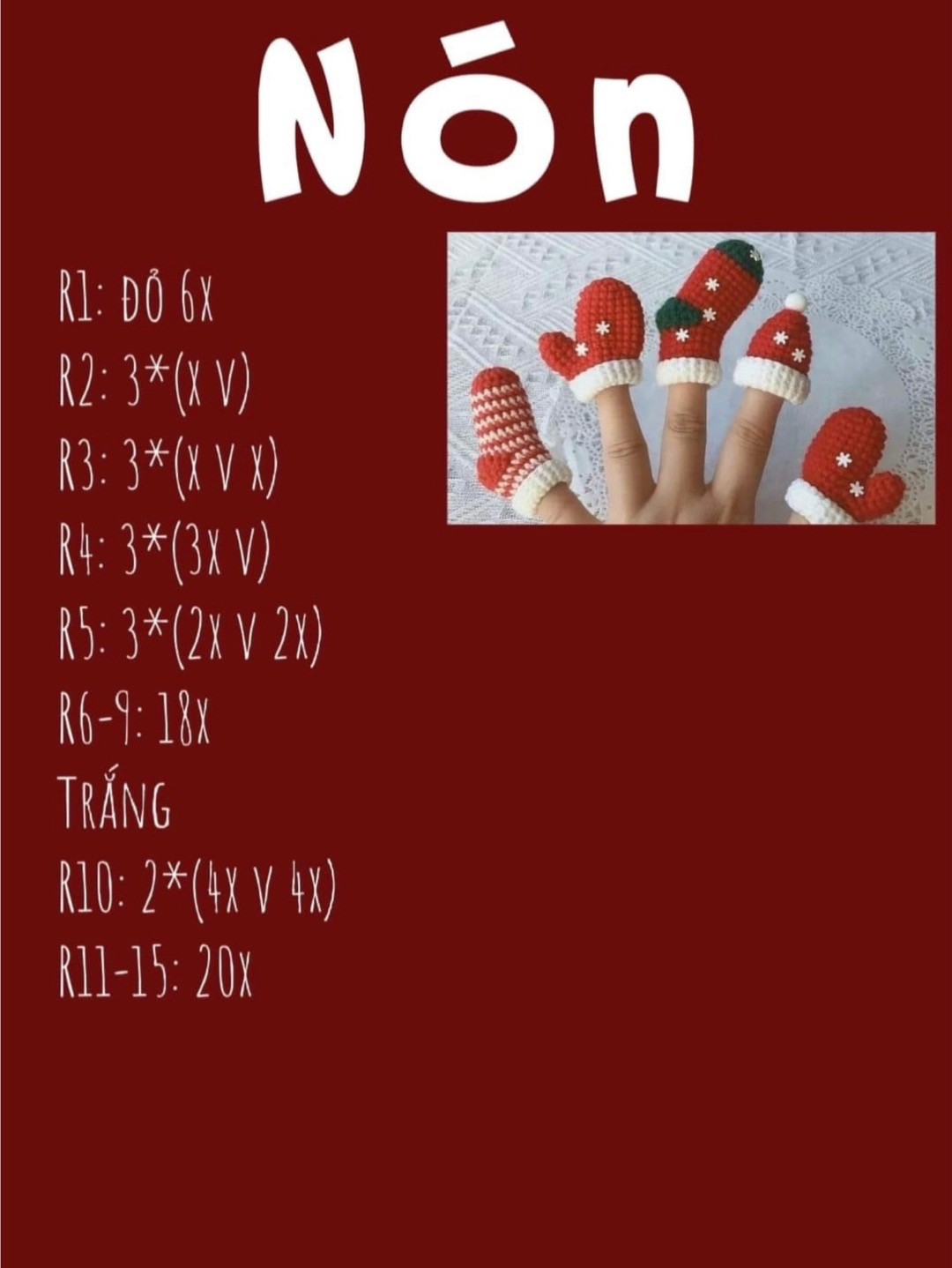 Chart giáng sinh đây nè!
 Tất, Nón, Găng