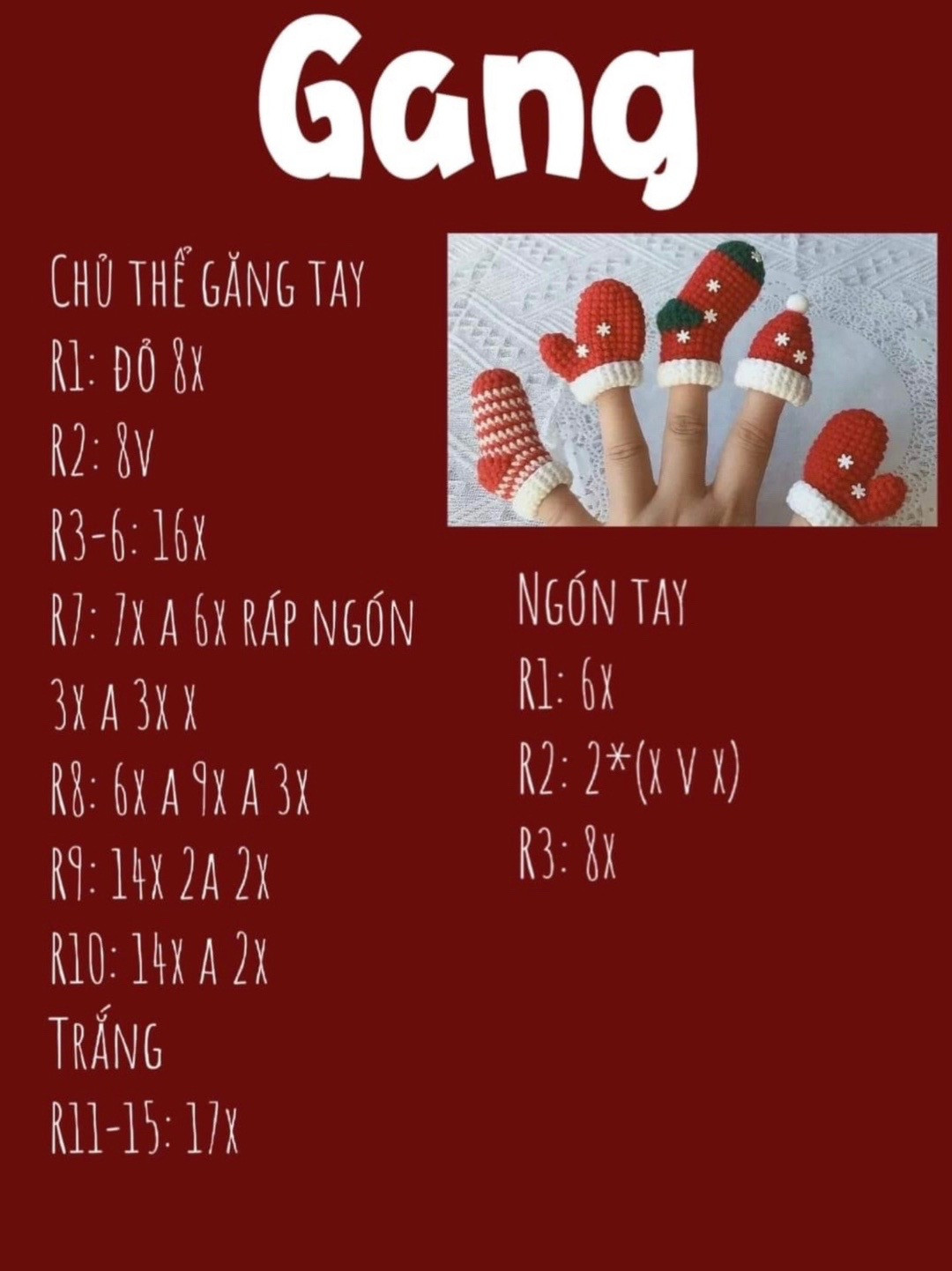 Chart giáng sinh đây nè!
 Tất, Nón, Găng