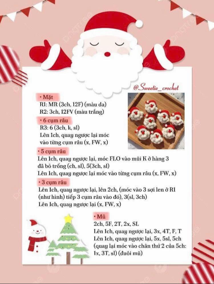 Chart kẹp tóc ông già Noel #chartcrochet #chart #noel #kẹptoc #chartsuutam