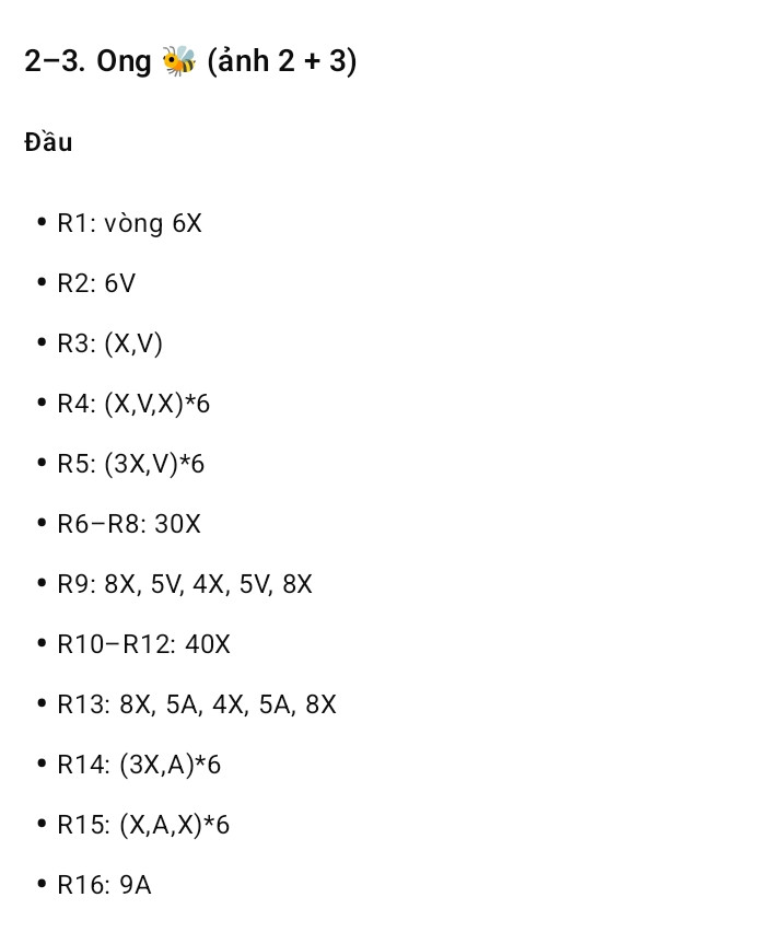 chart móc con ong vàng cánh trắng