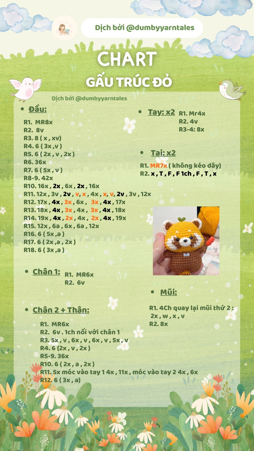 chart móc gấu trúc đỏ