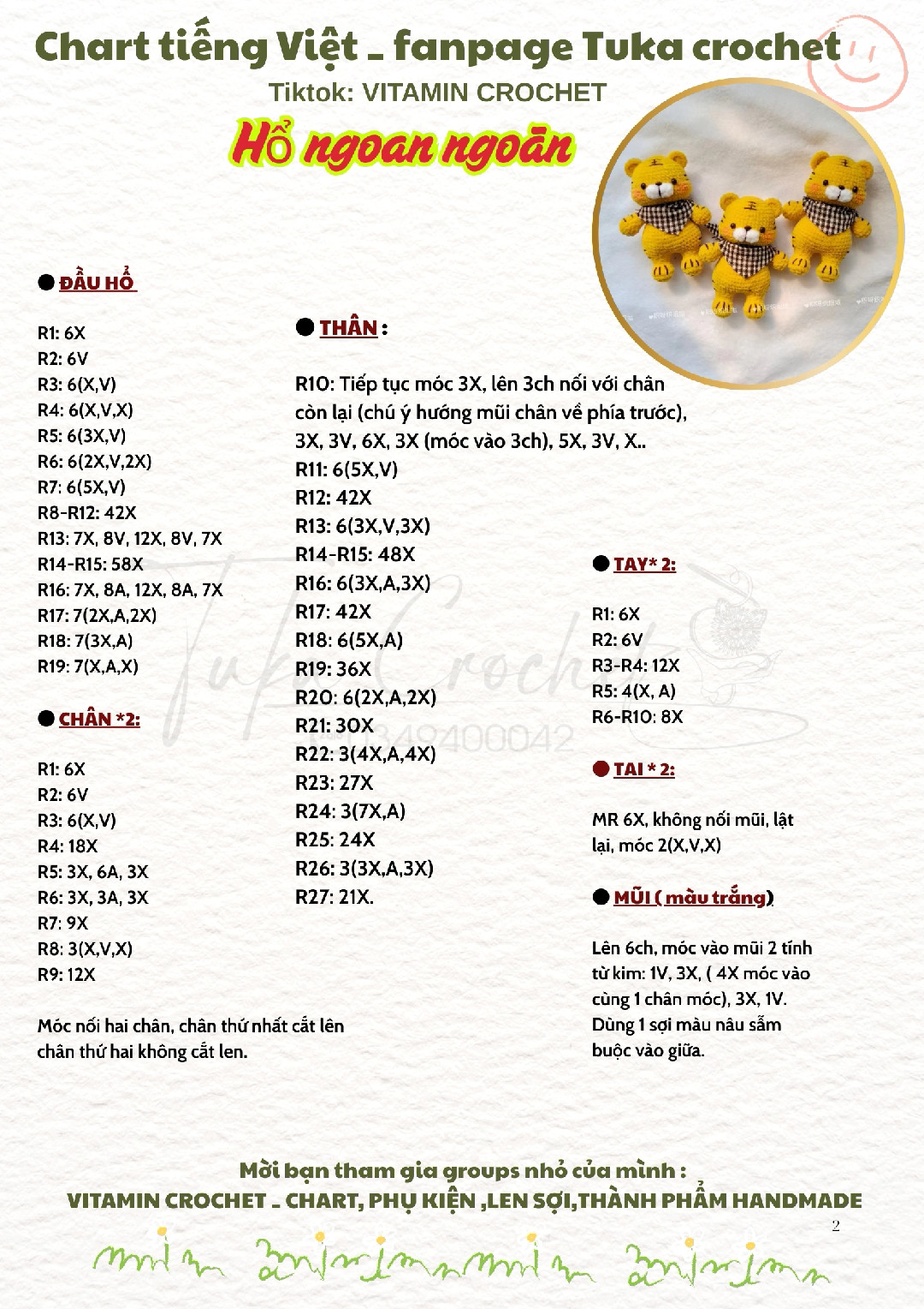 chart móc Hổ ngoan ngoãn