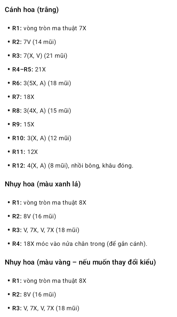 Chart móc hoa cúc trắng