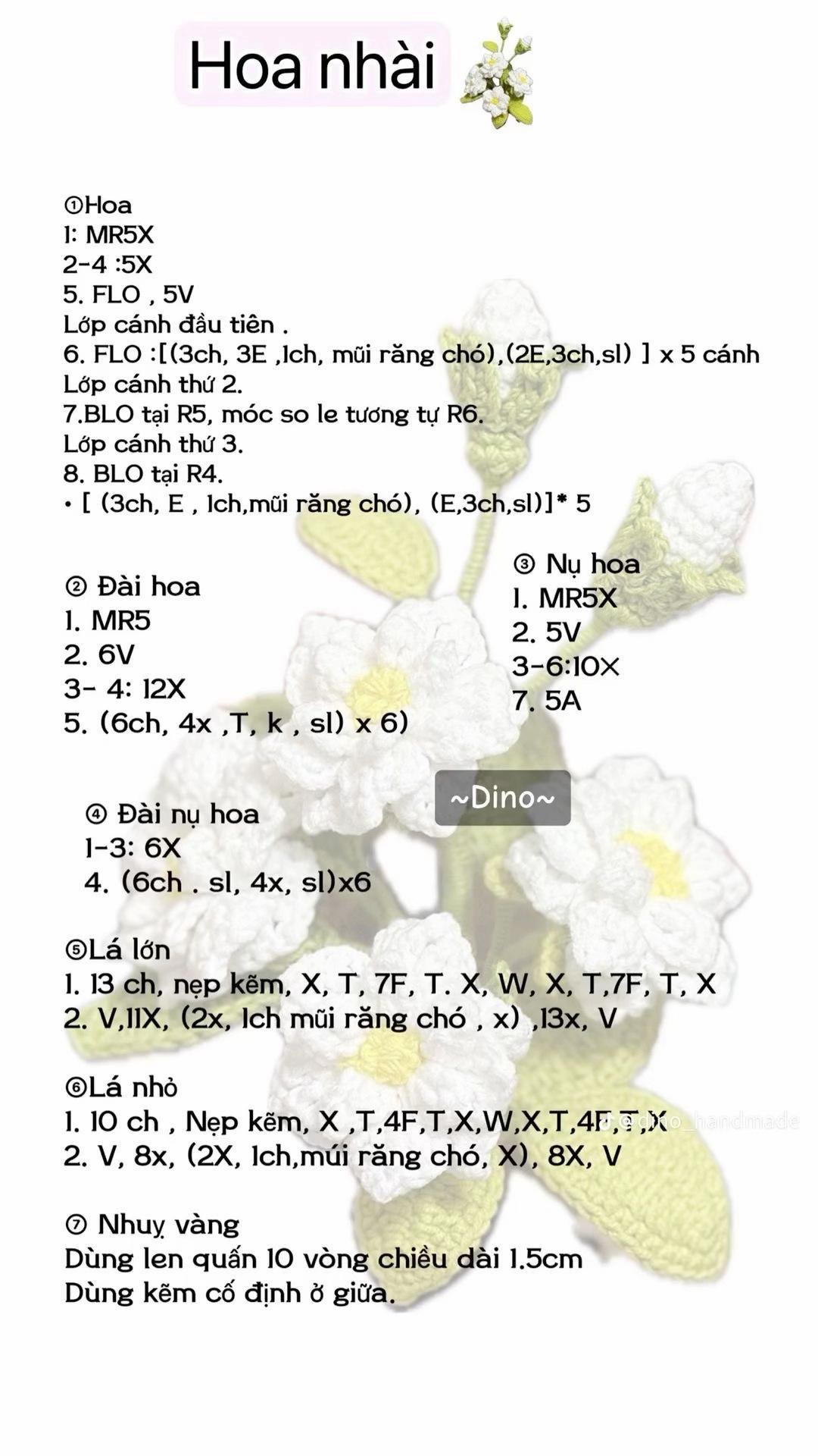chart móc hoa nhài