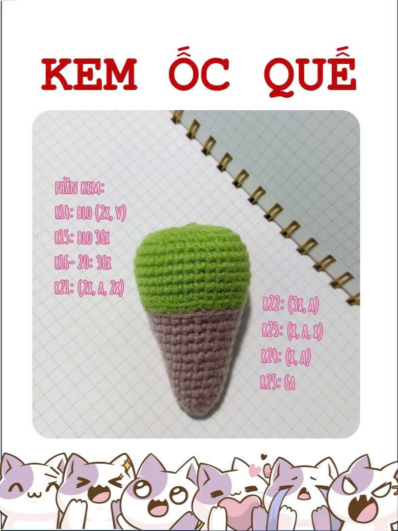 chart móc kem ốc quế xanh lá