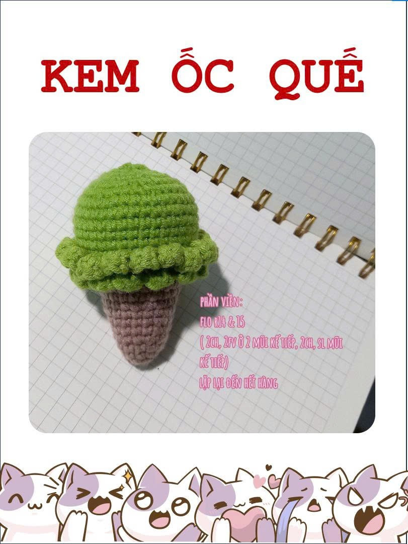 chart móc kem ốc quế xanh lá