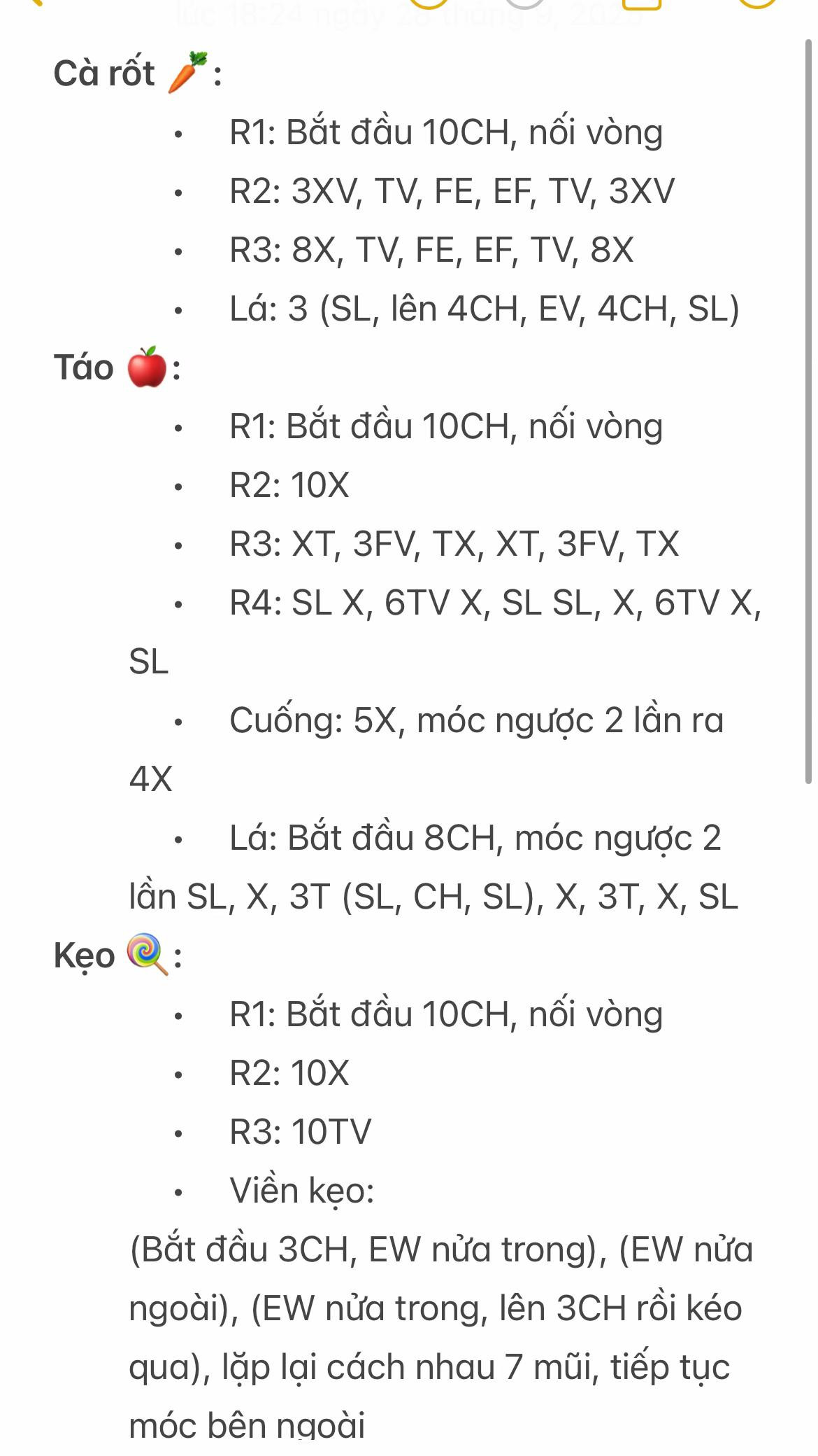 chart móc kẹp tóc cà rốt, táo kẹo.
