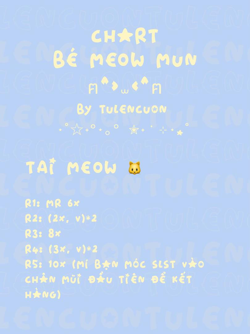 Chart móc len Bé Meow Mun dễ thương và dễ làm