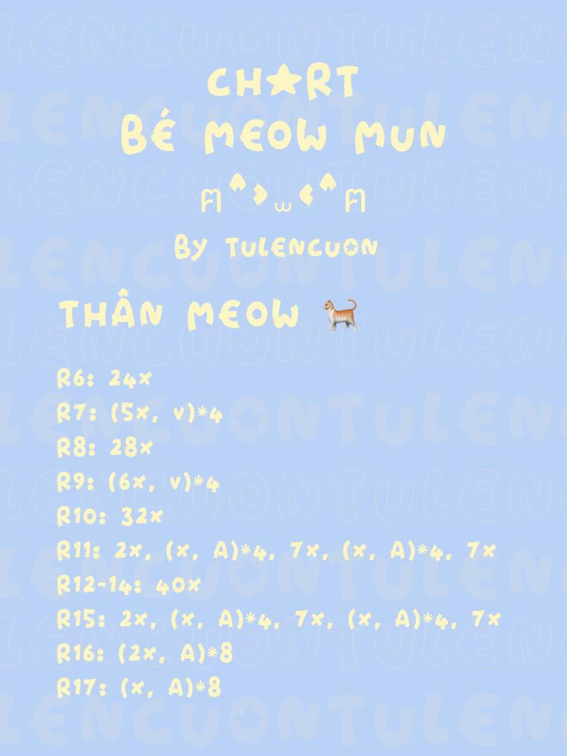 Chart móc len Bé Meow Mun dễ thương và dễ làm