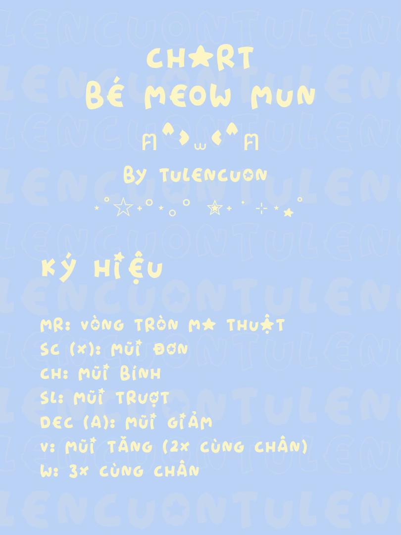 Chart móc len Bé Meow Mun dễ thương và dễ làm