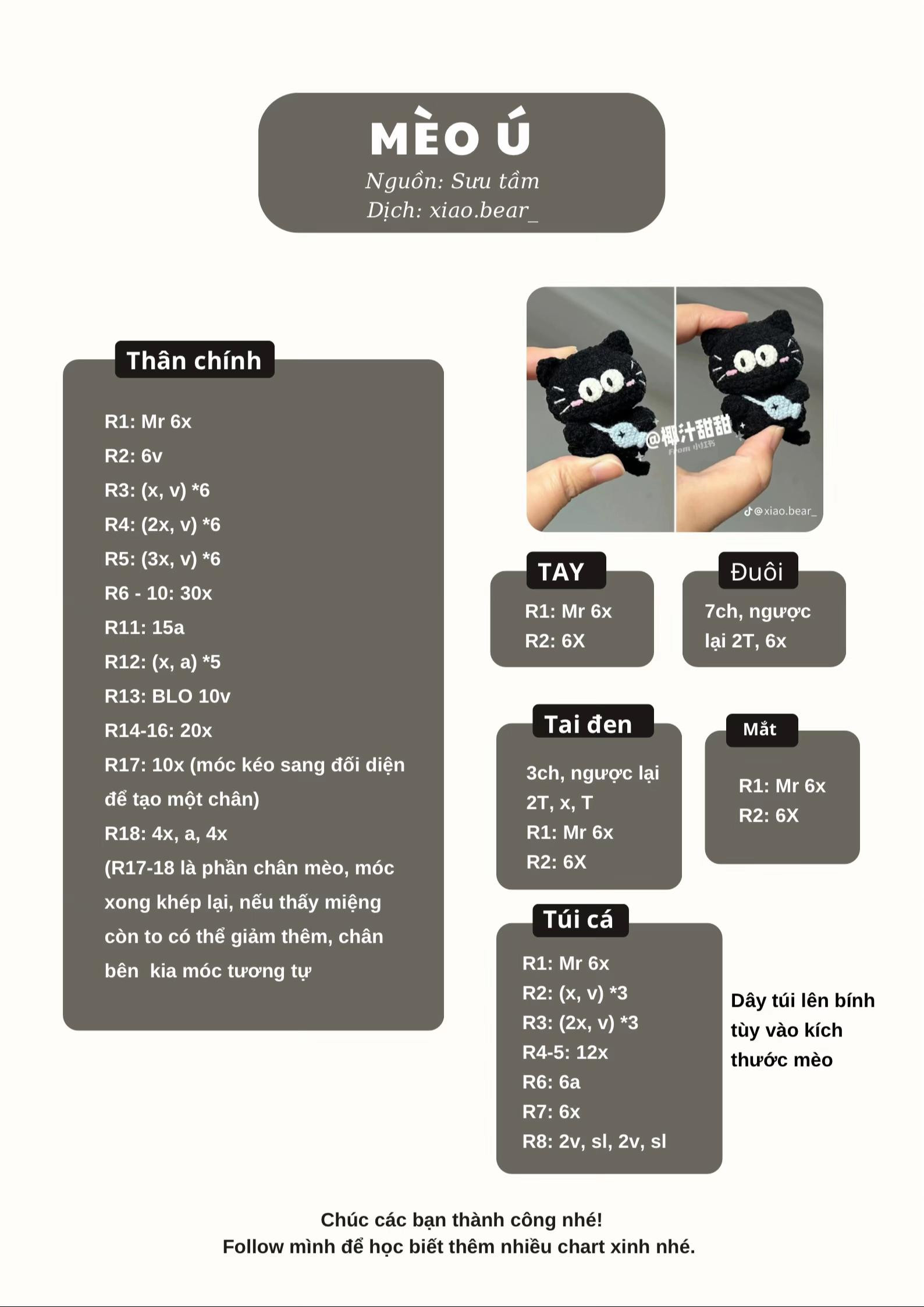 chart móc len GẤU trắng & MÈO đen🧐
