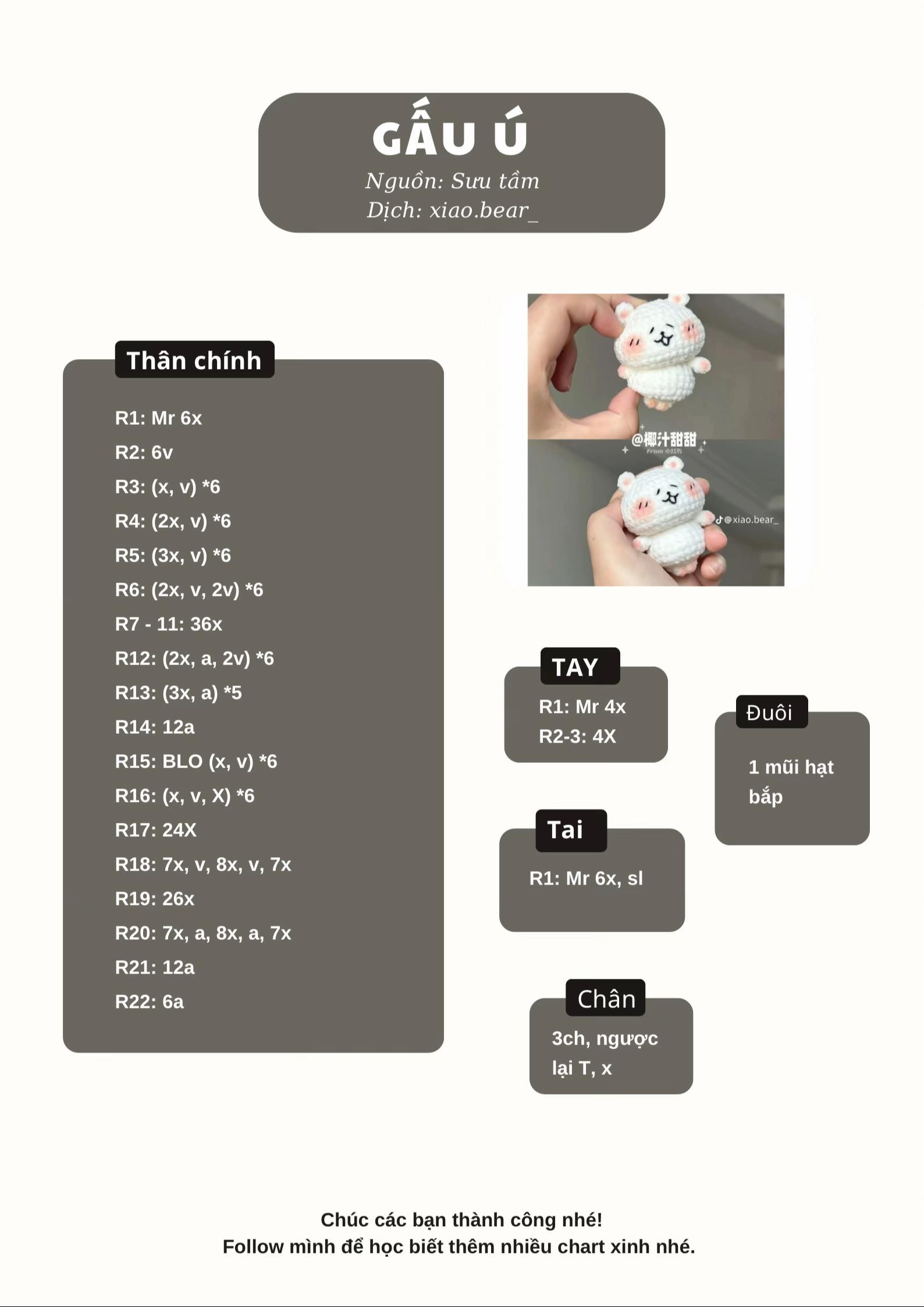 chart móc len GẤU trắng & MÈO đen🧐