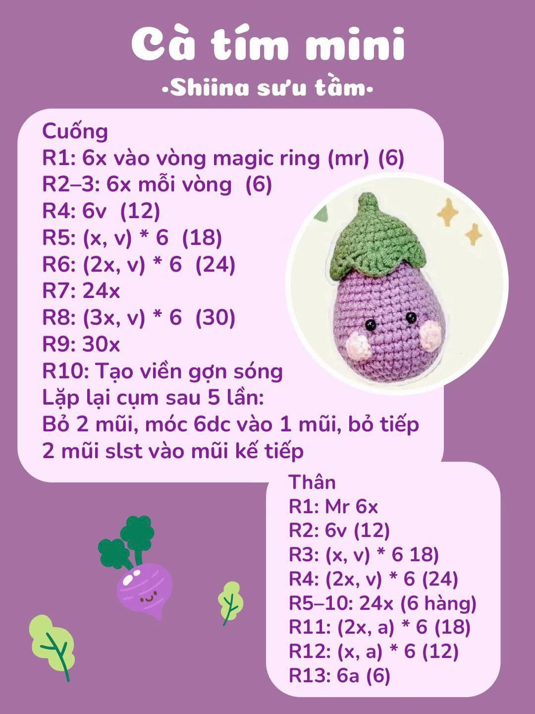 chart móc rau củ xinh xinh, vợ chồng hành tỏi, cà rốt xinh xinh, cà tím mini, bắp ngô, bé củ cải
