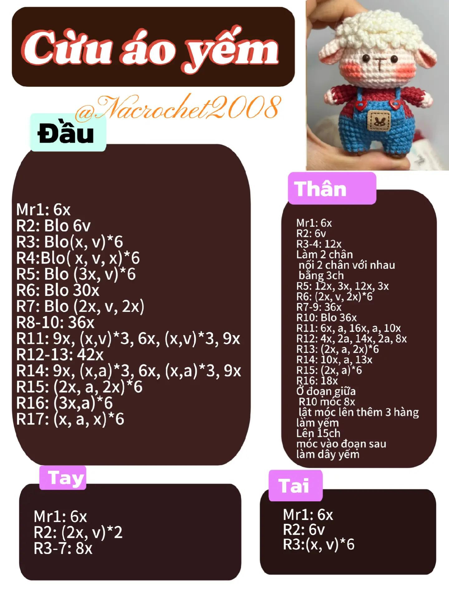 Chart Việt Bé cừu mặc yếm so cute luôn nha