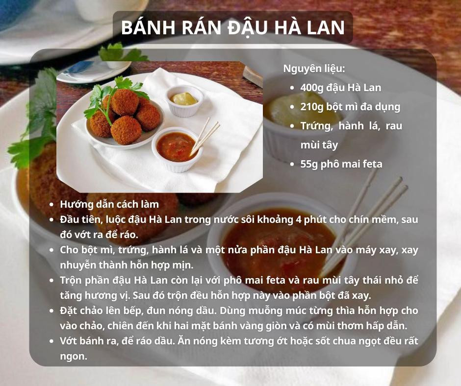 chuối nướng mỡ hành, bánh chuối nướng, bánh rán đậu hà lan, bánh quy,