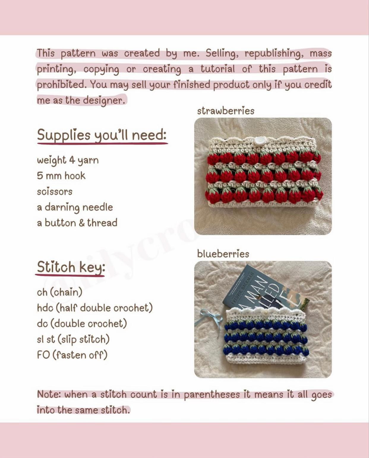 Colorful Crochet Pattern for Small Pouches with Button Closure